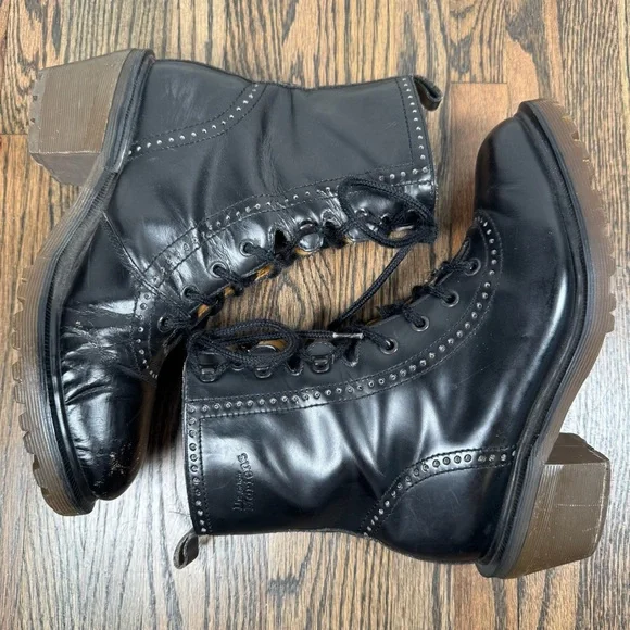Early 1990s Vintage Dr. Martens 8146 Regina Black Leather Boots size UK6 US8 - Picture 9 of 11